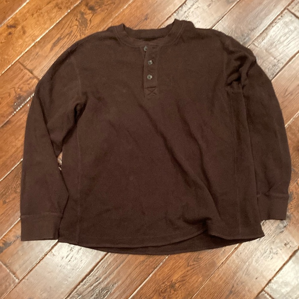 Eddie Bauer Sport Shop Brown Long Sleeve Pullover Shirt Size XL USED